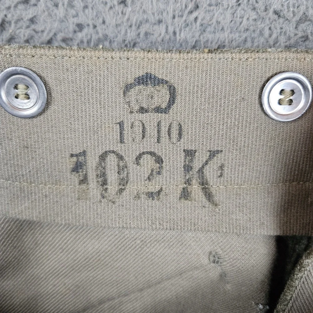 Vintage‎ Swedish Military M58 Wool Cargo Pants Green Leather Ankle Straps 42x30